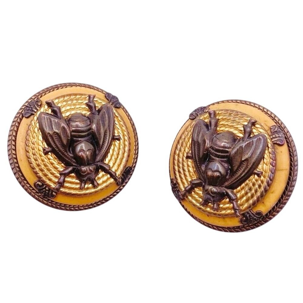 Vintage Mix Metal Clip on Earrings Insect With Bakelite Rare Find